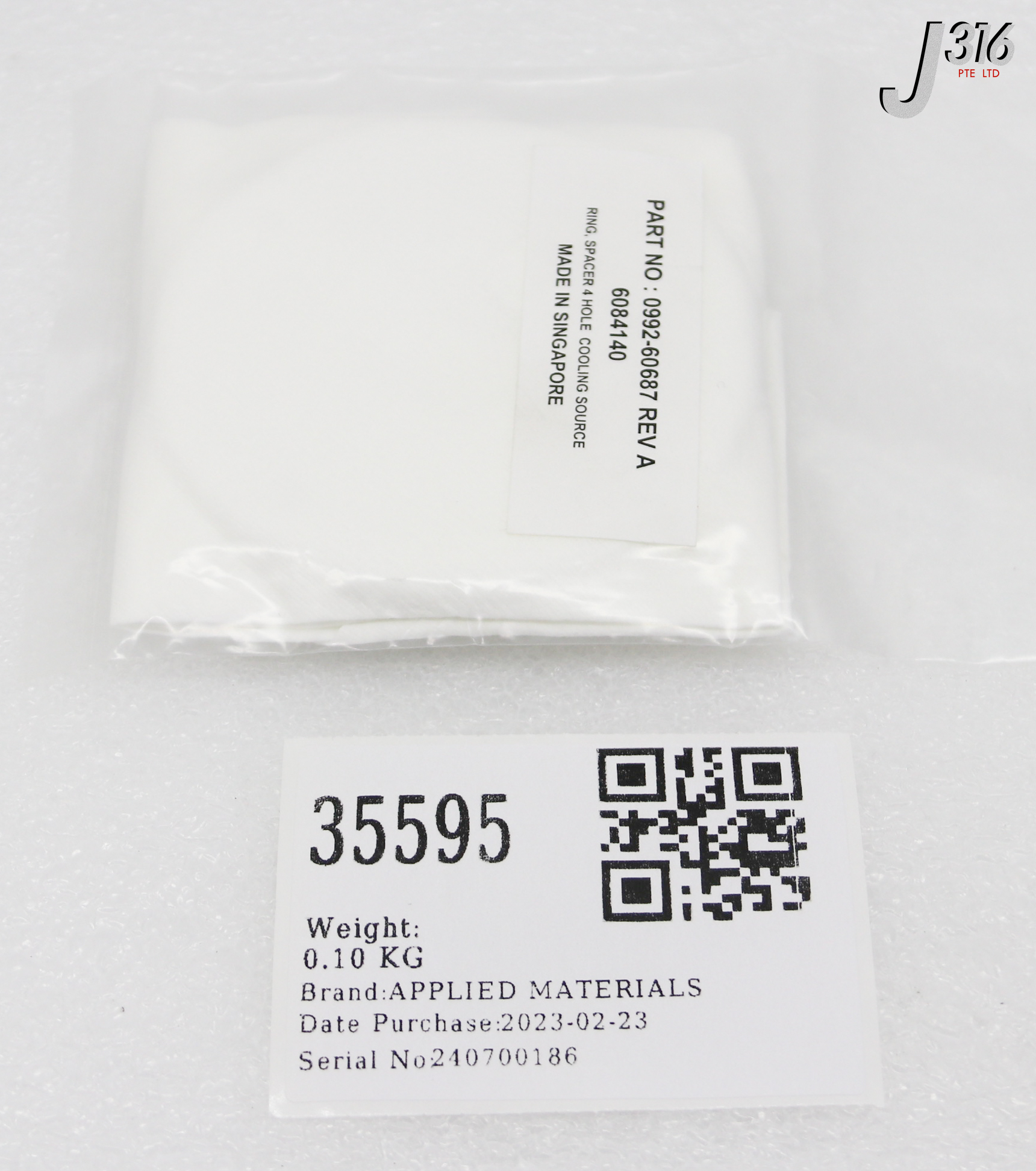 35595 APPLIED MATERIALS RING, SPACER 4 HOLE COOLING SOURCE (NEW